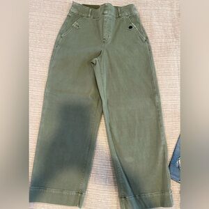 SPANX Women Olive Twill Crop Wide Leg Pant